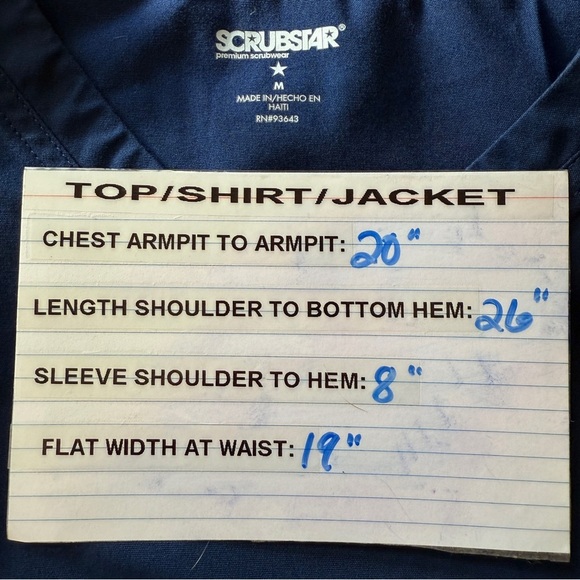 SCRUBSTAR Women's V-Neck Scrub Top Navy Blue Size Medium 3 Front Pockets Fitted - Picture 9 of 10